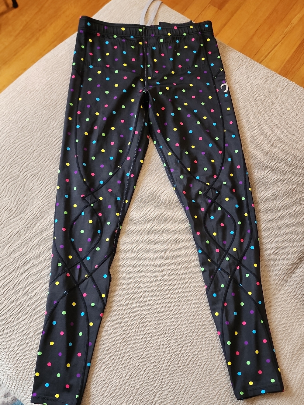 CW-X Black Leggings with Multicolor Polka Dots